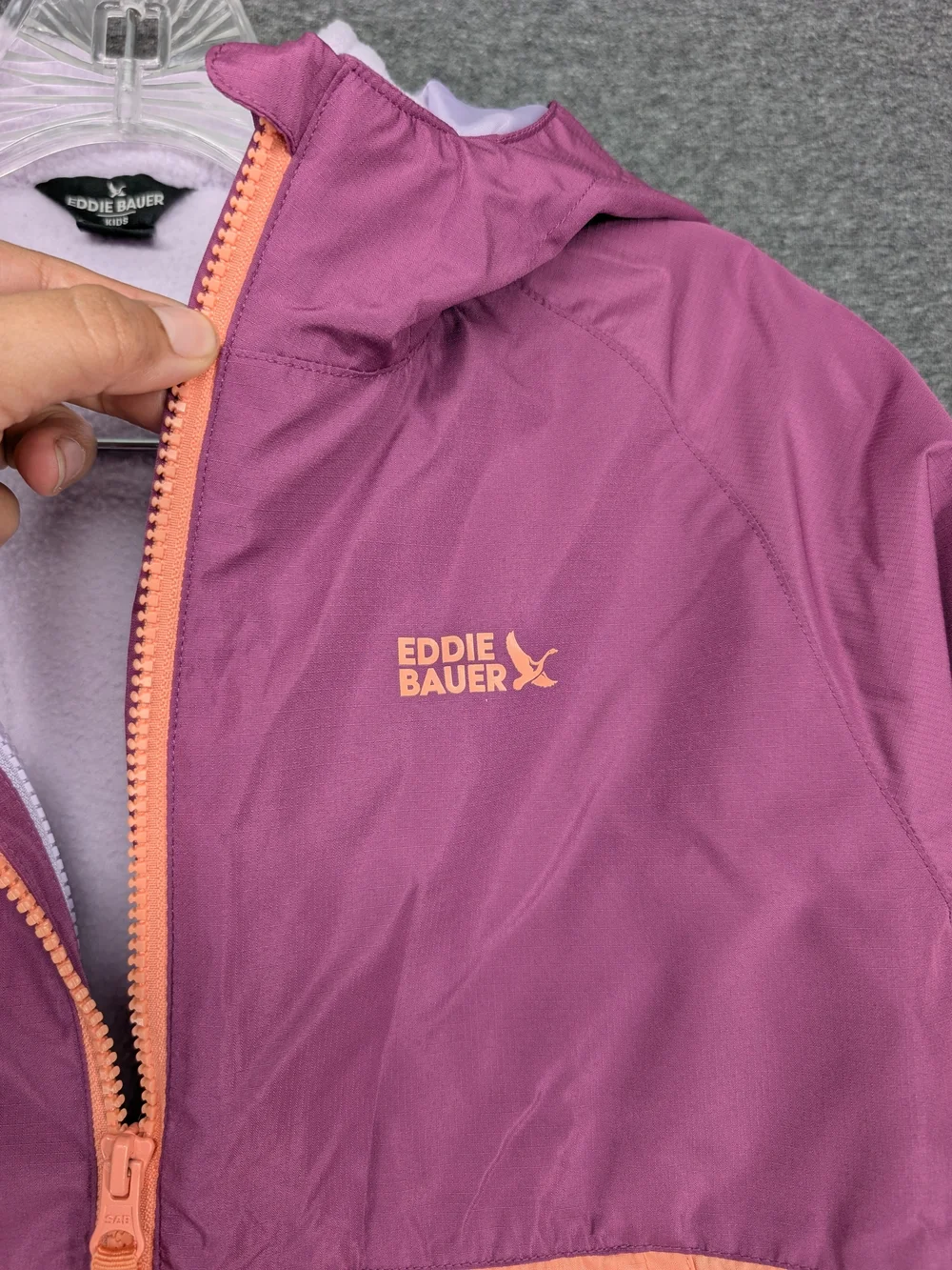 Eddie Bauer Colorblock Raincoat in Purple & Peach
